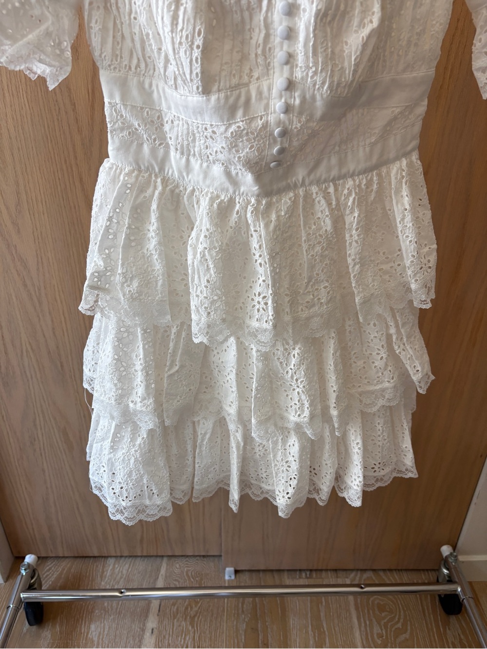 $368 NWT For Love And Lemons “Willa” Eyelet Mini Dress in White Sz Small - Picture 7 of 11